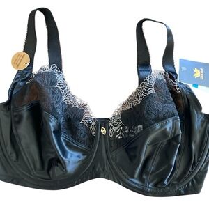 NWT Wacoal Black Satin and Lace Bra  36DDD